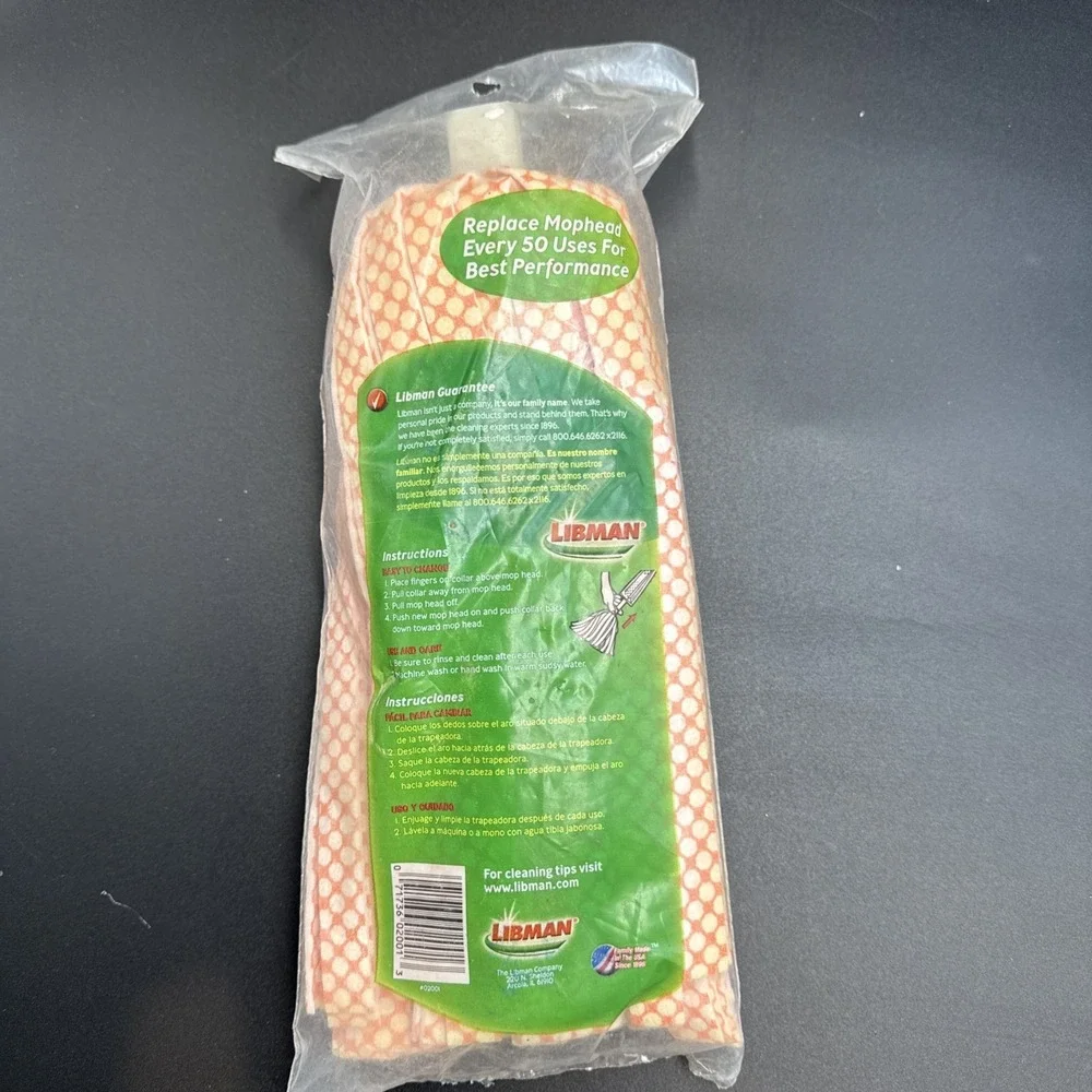 Libman Wonder Mop Orange White‎ Microfiber Snap-On Refill Head